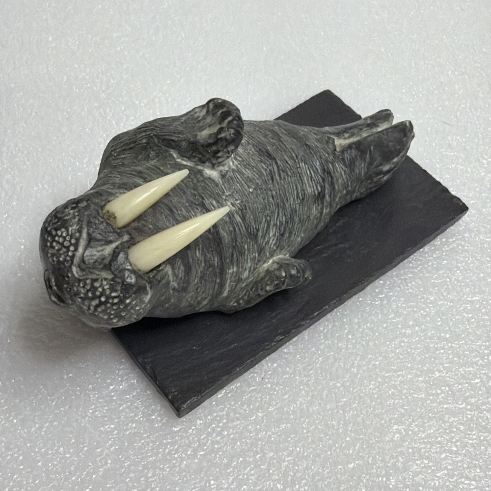 Black Walrus Soap Stone Wolf Original Sculpture Canada Handmade